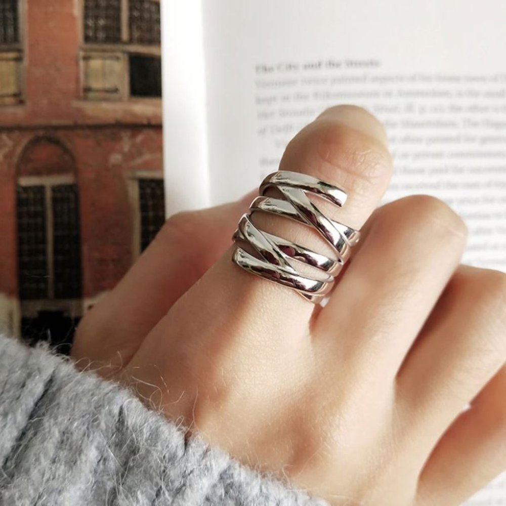 Minimalist 925 Sterling Silver Minimalist Wrap Twist Ring Band